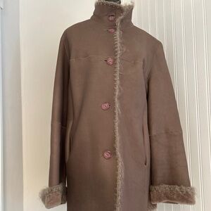 Vintage Italian Leather Wool Lined Unique Coat
